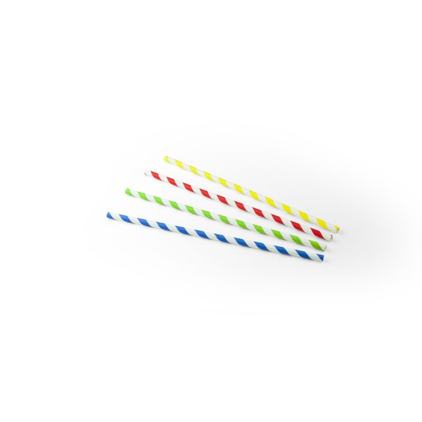 Sier Drink Rietje Papier (FSC) Streep Assorti 6mm/23cm 100 stuks