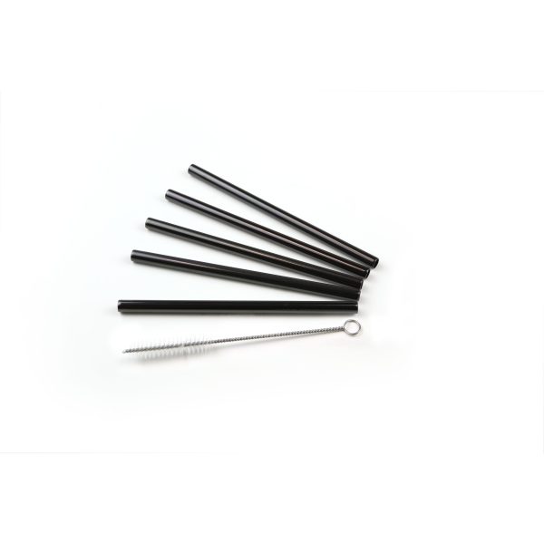 Sier RVS Drinkrietje Zwart 8mm/ 15cm 12 stuks