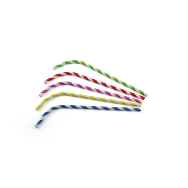 Sier Buig Rietje Papier (FSC) Streep Assorti 6mm/ 24cm 200 stuks