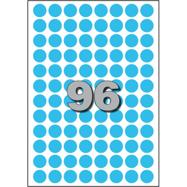 Stickers Etiketten Rond Blauw 15mm 960 stuks