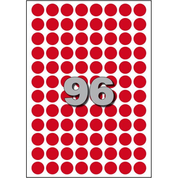 Stickers Etiketten Rond Rood 15mm 960 stuks
