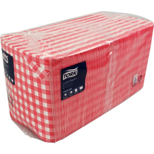Tork Servet Tissue Boerenbont Rood 33cm 1-laags 1/4 vouw 400 stuks