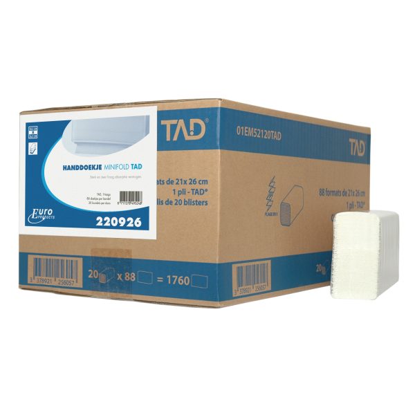 Handdoekpapier Mini-fold Cellulose 2-laags 26x20,5cm 1800 stuks