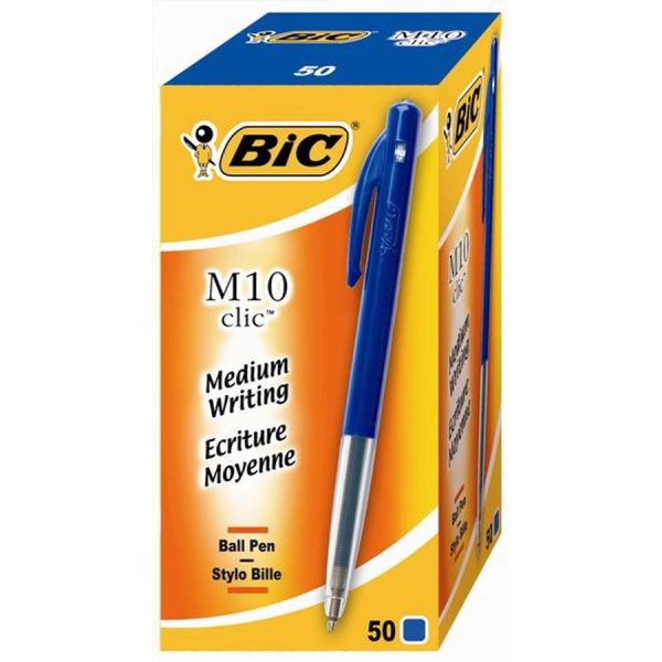 Balpen Bic M10 Blauw Medium 50 stuks