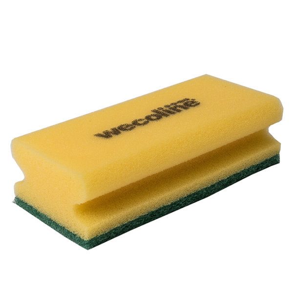 Wecoline Schuurspons met Grip Geel/ Groen 14x7x4,5cm 10 stuks