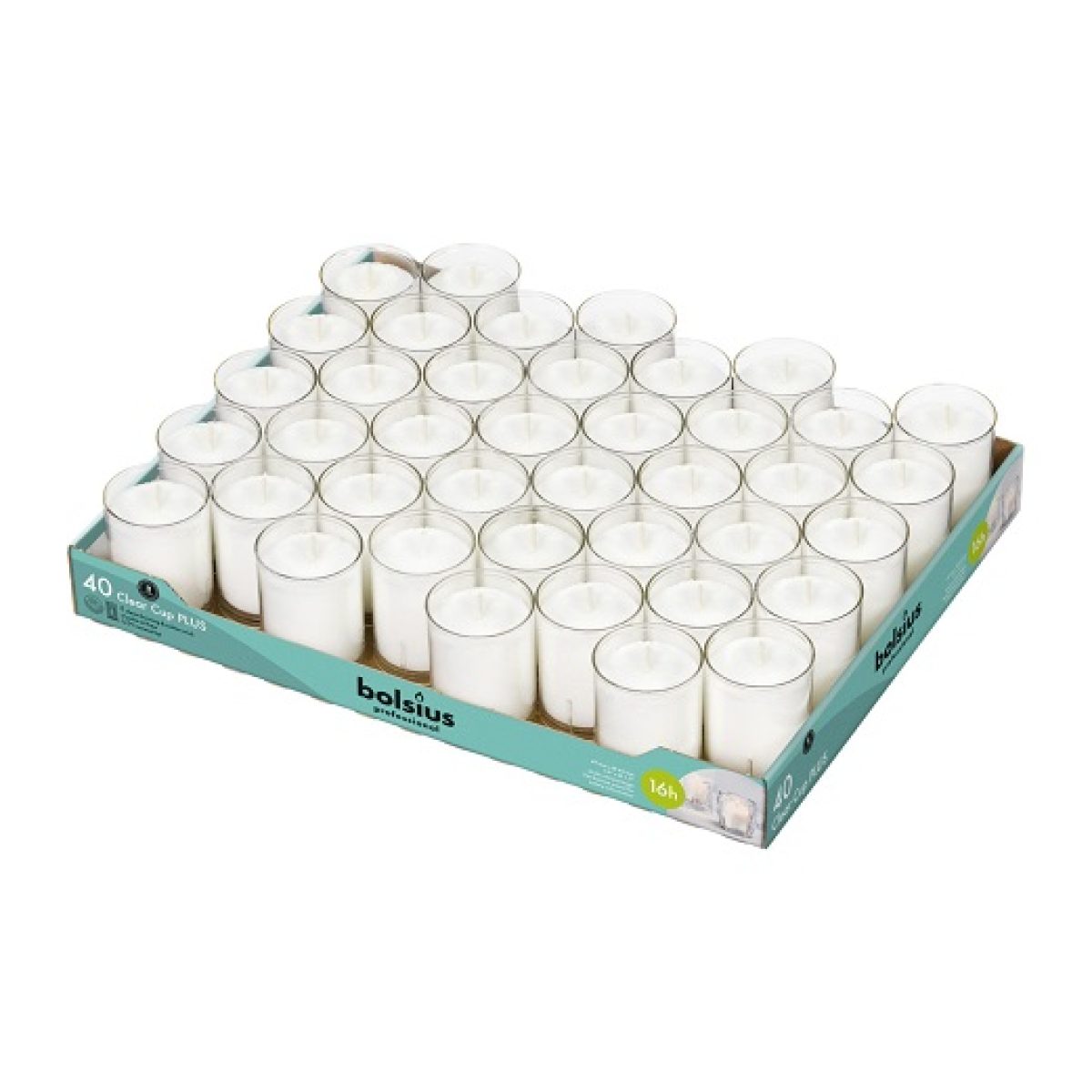 bolsius clear cups 16uur