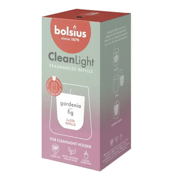 Bolsius Cleanlight Refill Gardenia & Fig 20 uur 2 stuks