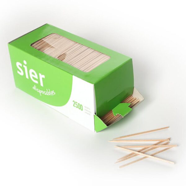 Cocktailprikker Hout 65mm Dispenser Box 2500 stuks